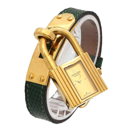 Hermes Kelly Watch Vintage Gold Green Quartz Cadena — view 2
