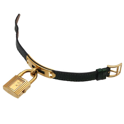 Hermes Kelly Watch Vintage Gold Green Quartz Cadena — view 4