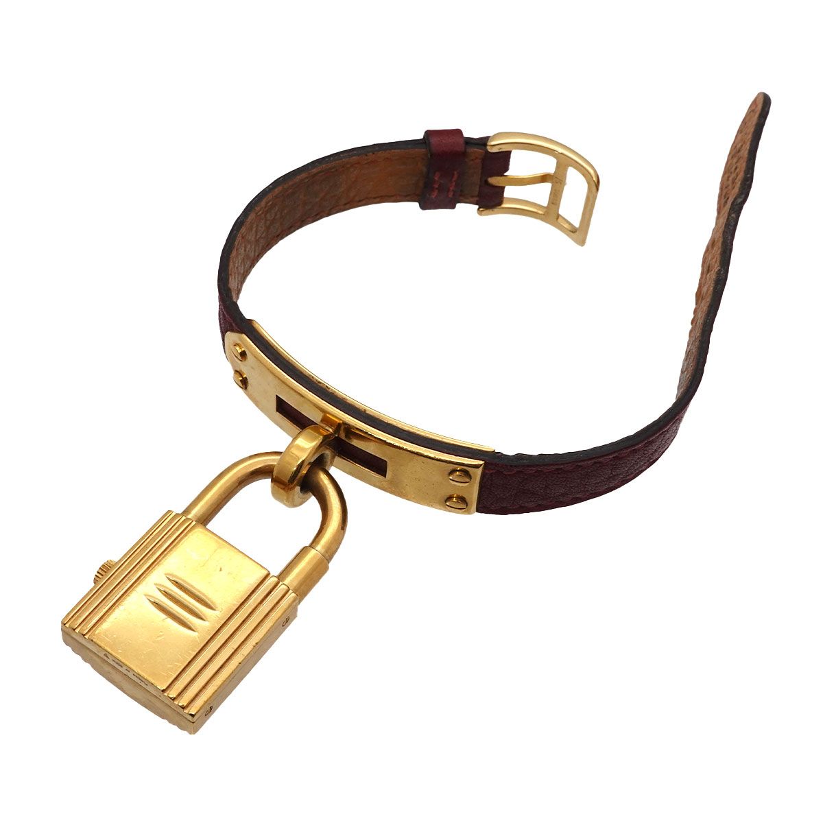 Hermes Kelly Watch Vintage Gold Bordeaux Quartz Cadena — view 5