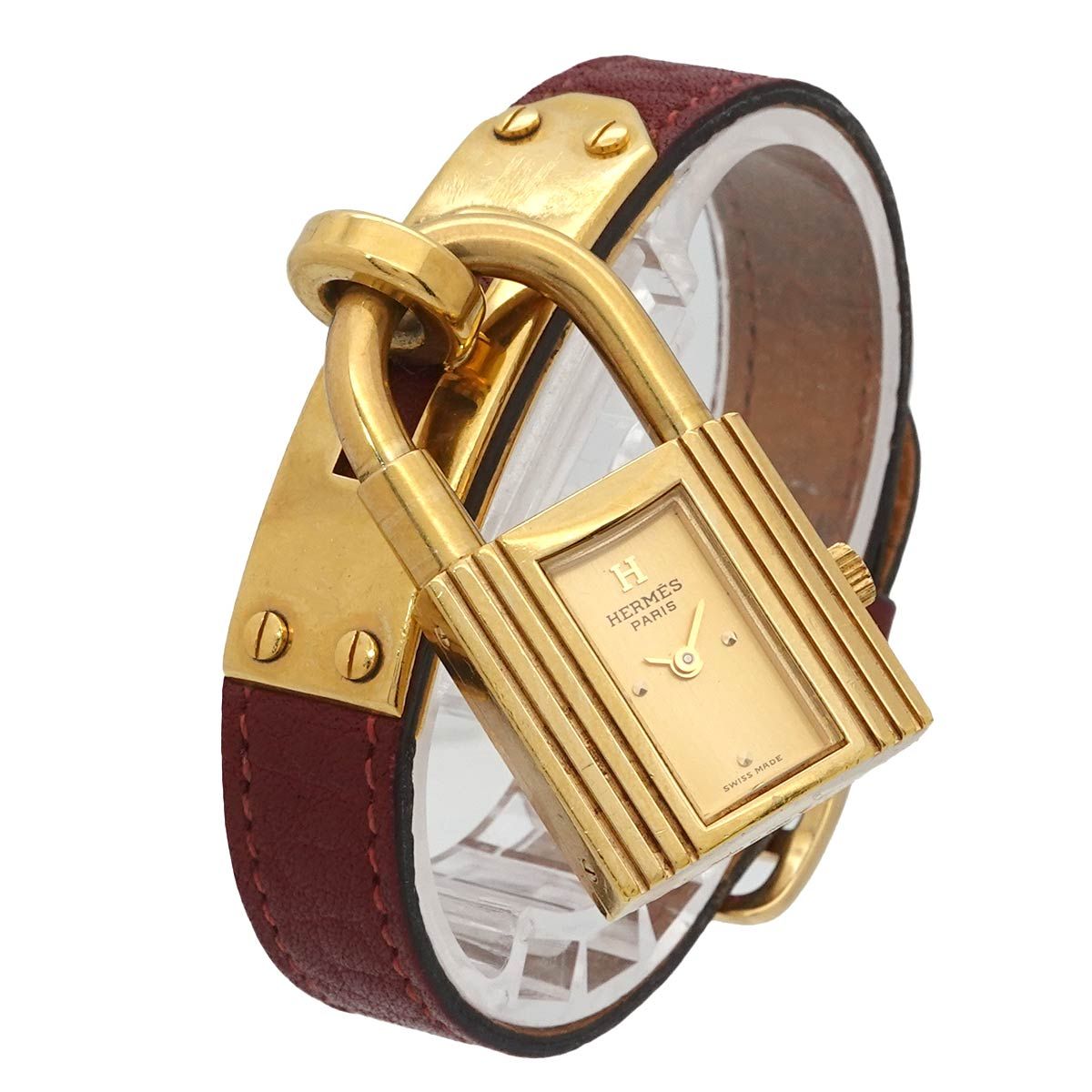 Hermes Kelly Watch Vintage Gold Bordeaux Quartz Cadena — view 2