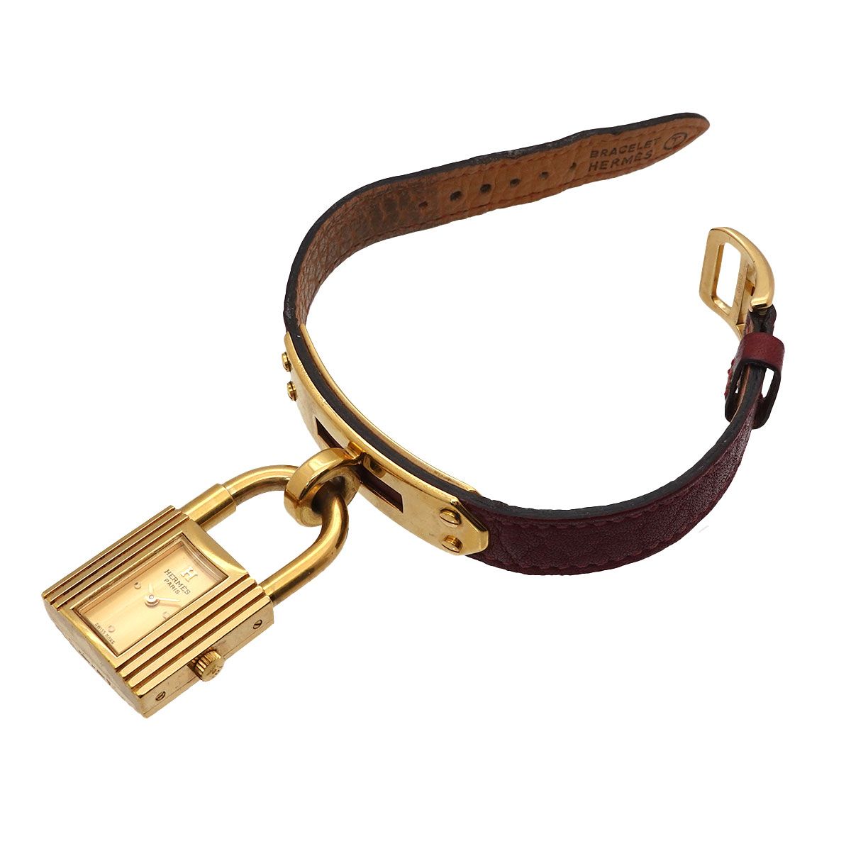Hermes Kelly Watch Vintage Gold Bordeaux Quartz Cadena — view 4
