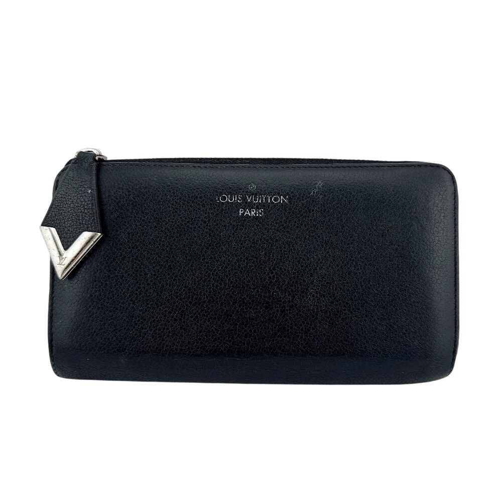 Louis Vuitton Zipper Portefeuille Comet Leather Wallet Black