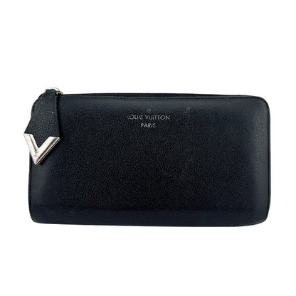 Louis Vuitton Zipper Portefeuille Comet Leather Wallet Black