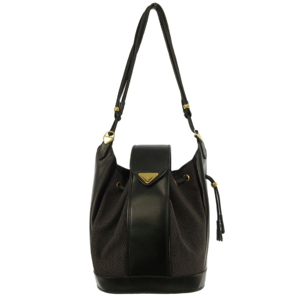 Saint Laurent Yves Vintage ketobag ShawleLogo Plate Leather Gold Black — view 3