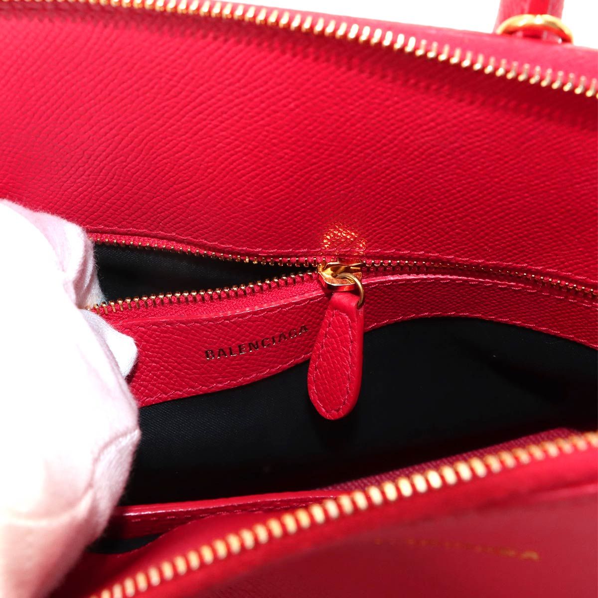 Balenciaga Ville Top Handle 2-Way Bag Leather Red Black — view 8