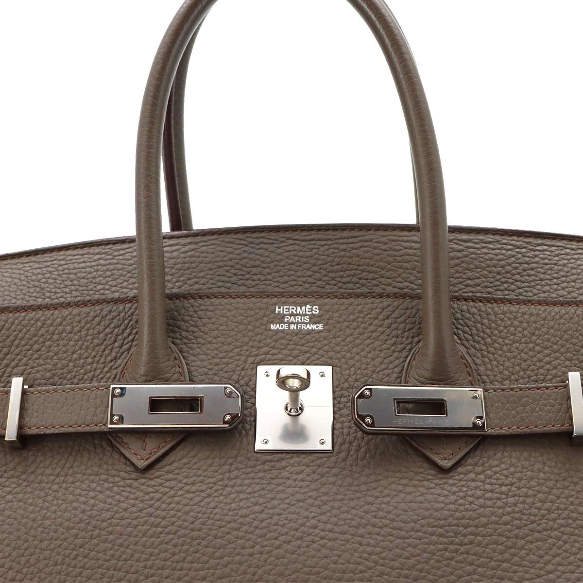 Hermes Birkin 35 Taurillon Clemence Etain Hand Bag Silver — view 8