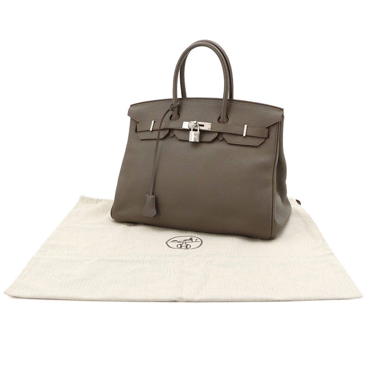 Hermes Birkin 35 Taurillon Clemence Etain Hand Bag Silver — view 2
