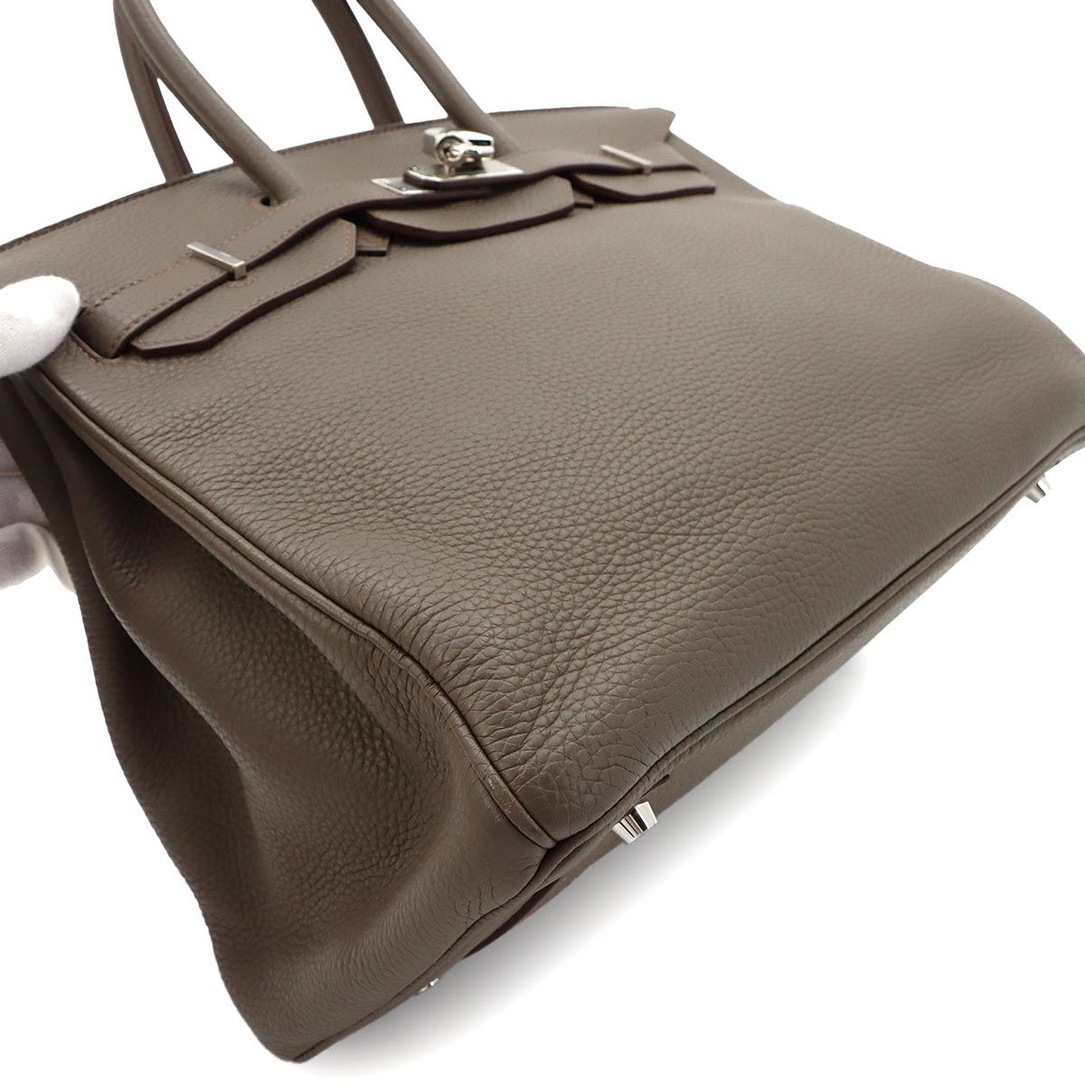 Hermes Birkin 35 Taurillon Clemence Etain Hand Bag Silver — view 9