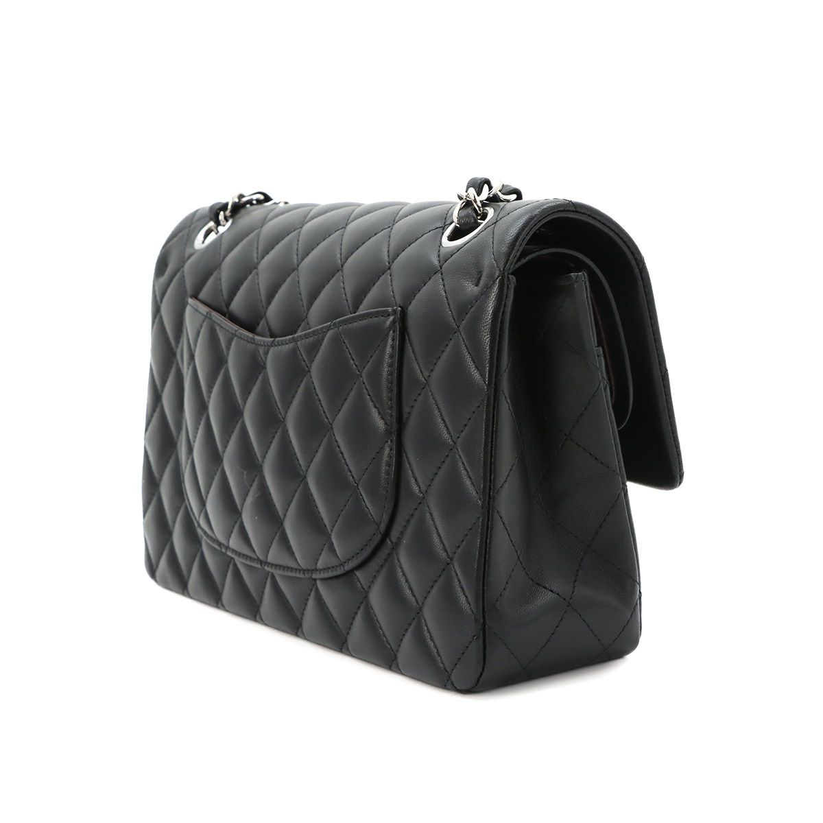 Chanel Quilted 25 Chain Shoulder Bag Lambskin Black Silver — view 4