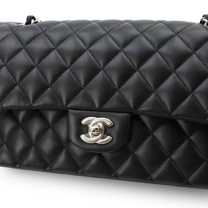 Chanel Quilted 25 Chain Shoulder Bag Lambskin Black Silver — view 9