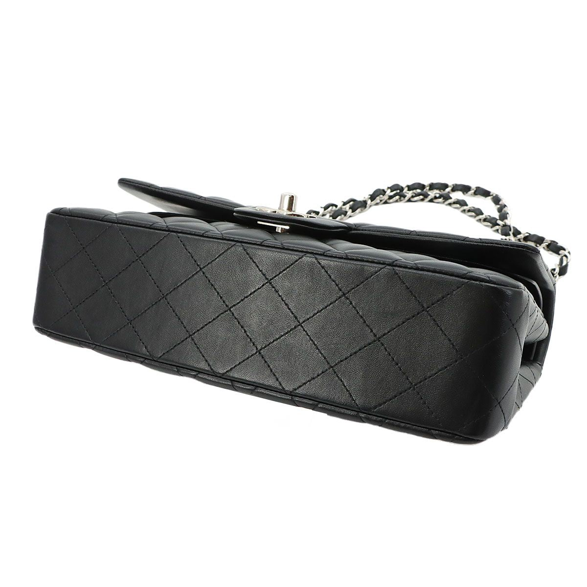 Chanel Quilted 25 Chain Shoulder Bag Lambskin Black Silver — view 5
