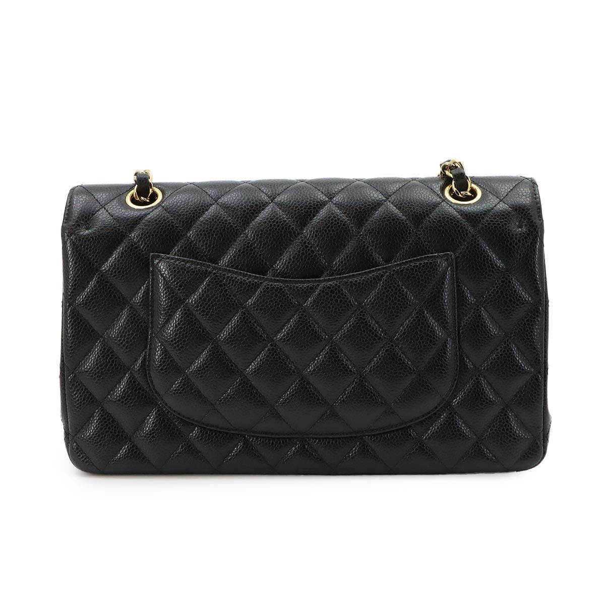 Chanel Quilted 25 Chain Shoulder Bag Caviar Leather Black Gold CC Logo — view 3