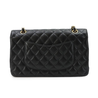 Chanel Quilted 25 Chain Shoulder Bag Caviar Leather Black Gold CC Logo — view 3