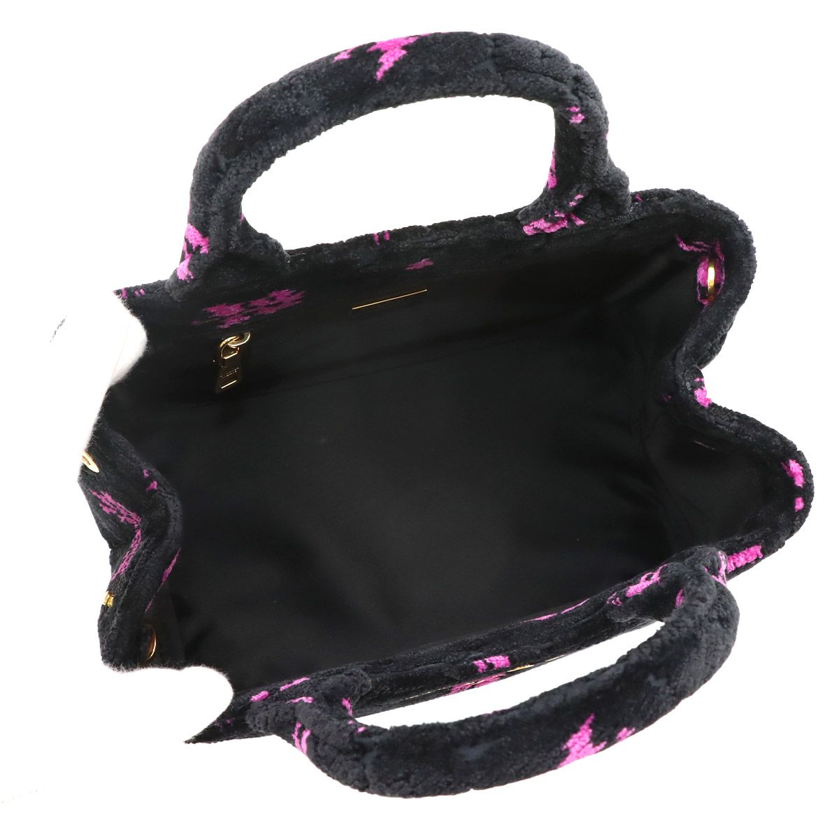 Prada Canapa Mini 2-Way Bag Velour Leather Nero Pink Black — view 7