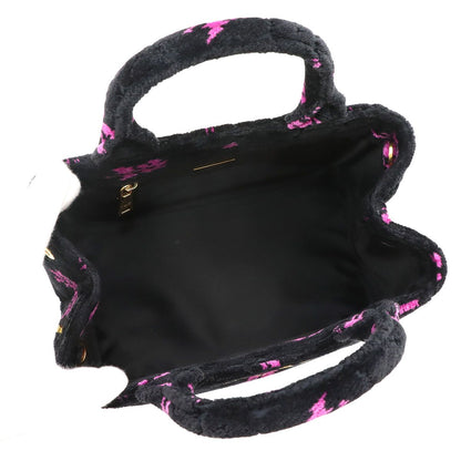 Prada Canapa Mini 2-Way Bag Velour Leather Nero Pink Black — view 7
