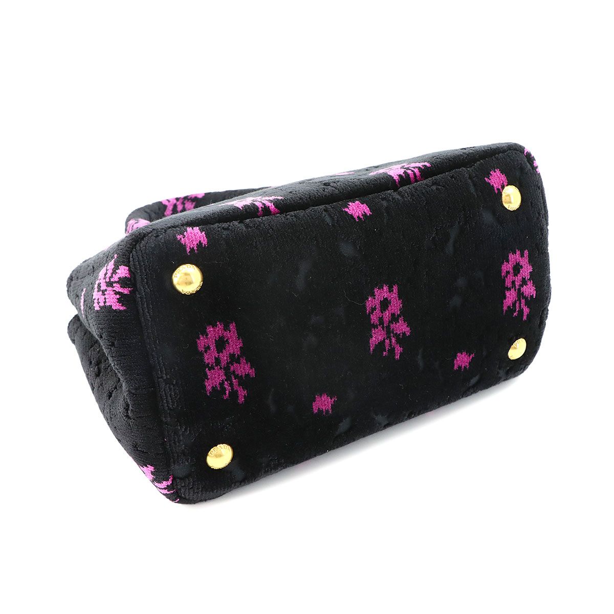 Prada Canapa Mini 2-Way Bag Velour Leather Nero Pink Black — view 5