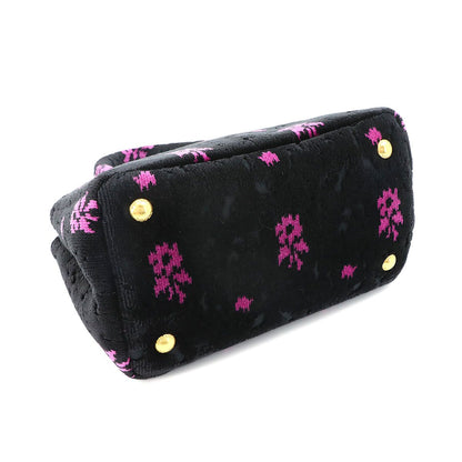 Prada Canapa Mini 2-Way Bag Velour Leather Nero Pink Black — view 5
