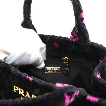Prada Canapa Mini 2-Way Bag Velour Leather Nero Pink Black — view 8