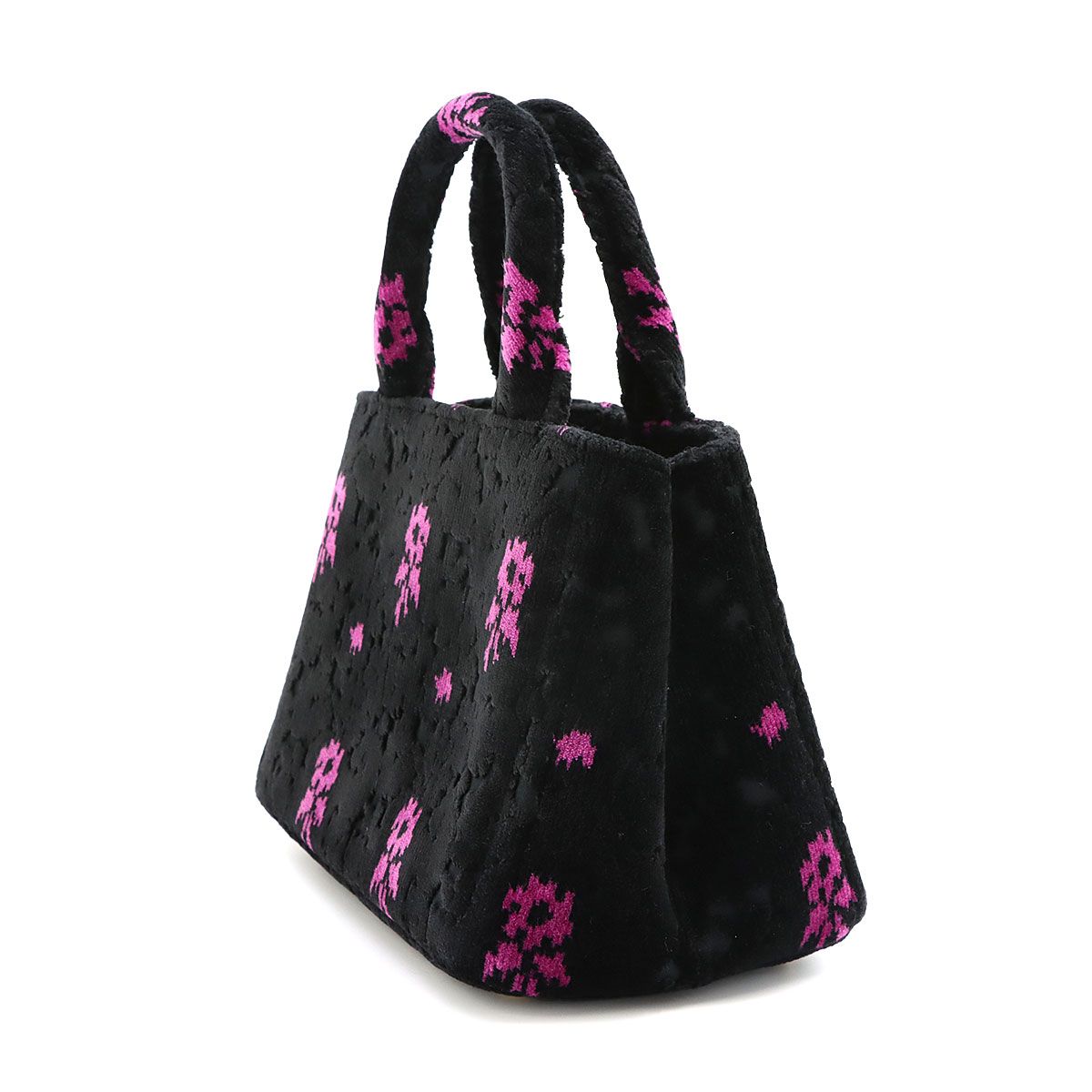 Prada Canapa Mini 2-Way Bag Velour Leather Nero Pink Black — view 4