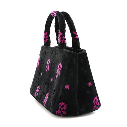 Prada Canapa Mini 2-Way Bag Velour Leather Nero Pink Black — view 4