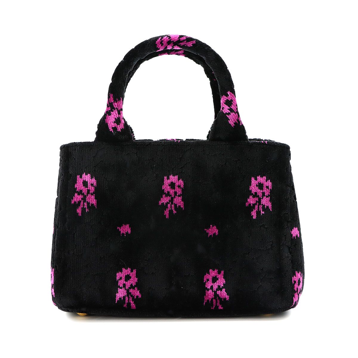 Prada Canapa Mini 2-Way Bag Velour Leather Nero Pink Black — view 3