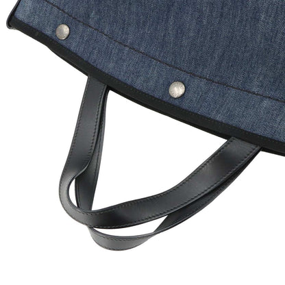 Prada 2-Way Tote Shoulder Bag Denim Leather Blue Black Small — view 6