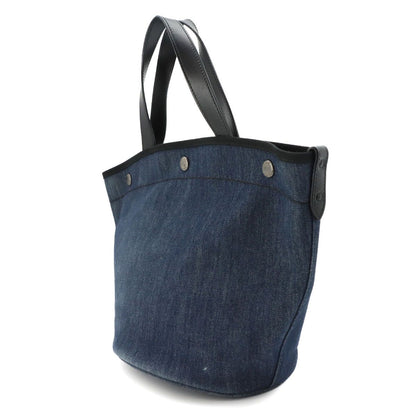 Prada 2-Way Tote Shoulder Bag Denim Leather Blue Black Small — view 4