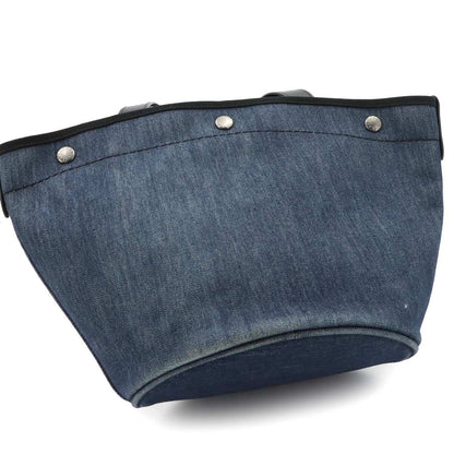 Prada 2-Way Tote Shoulder Bag Denim Leather Blue Black Small — view 9