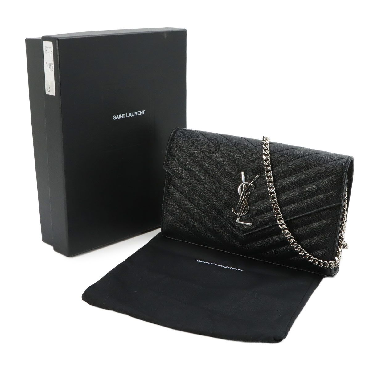 Saint Laurent Cassandra Classic Chain Wallet Leather Black — view 2