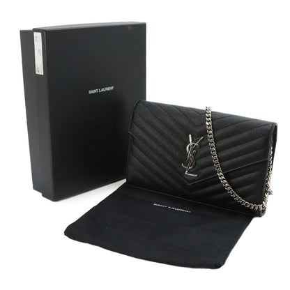Saint Laurent Cassandra Classic Chain Wallet Leather Black — view 2