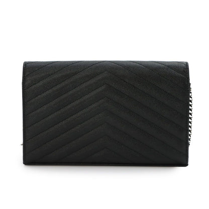 Saint Laurent Cassandra Classic Chain Wallet Leather Black — view 3