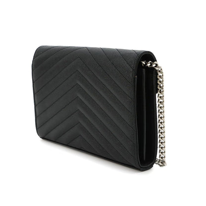 Saint Laurent Cassandra Classic Chain Wallet Leather Black — view 4