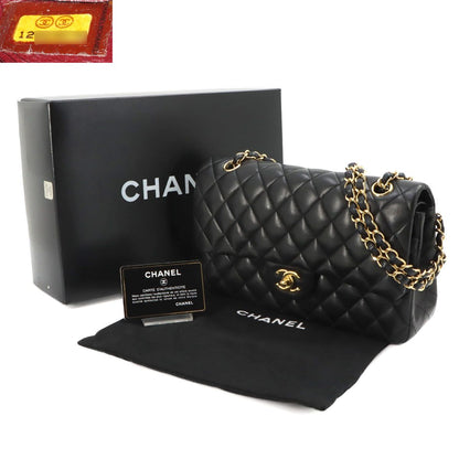 Chanel Quilted 25 Chain Shoulder Bag Lambskin Black Gold CC Logo — view 2