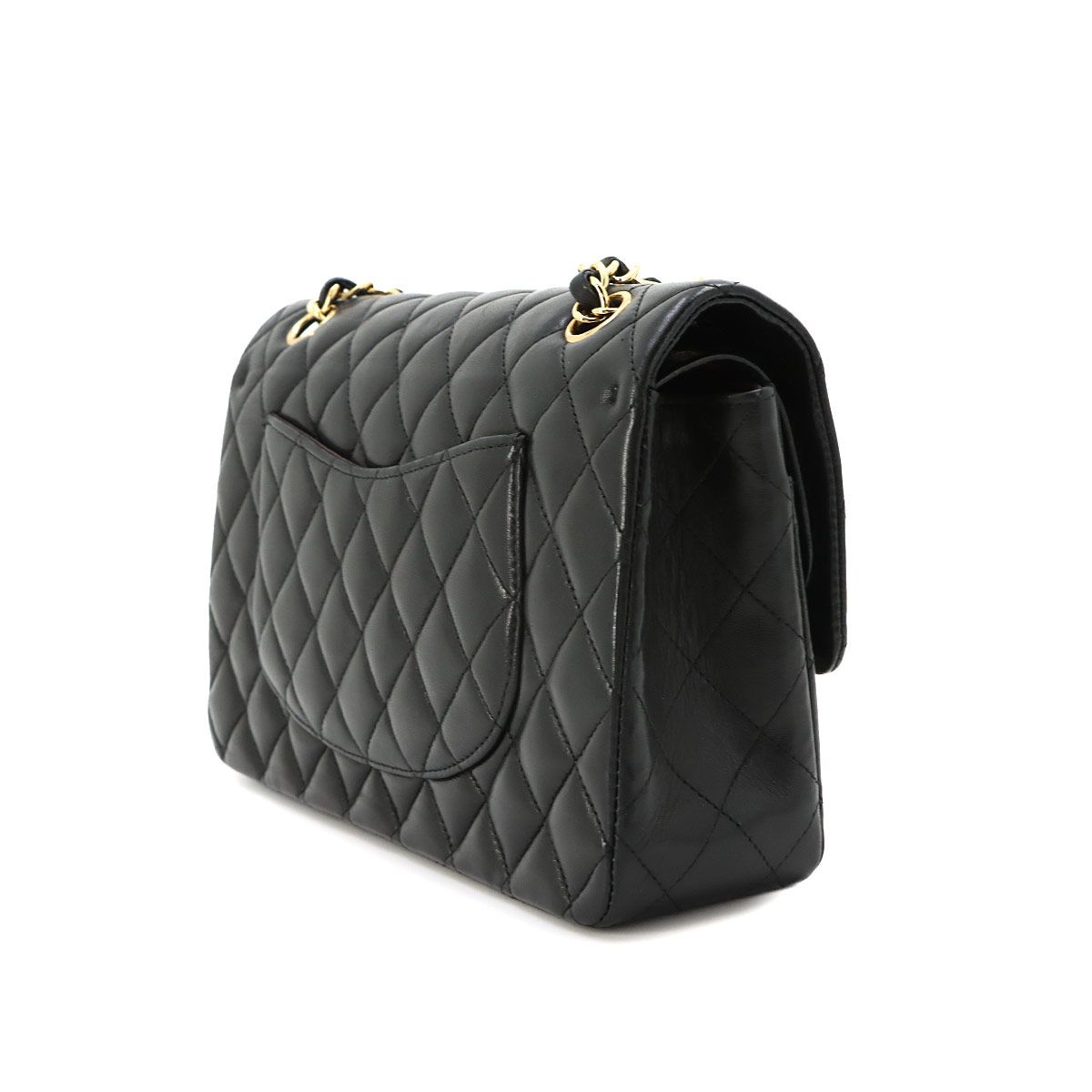 Chanel Quilted 25 Chain Shoulder Bag Lambskin Black Gold CC Logo — view 4