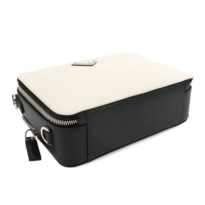 Prada Brick 2-Way Bag Saffiano Leather Tarco Nero White Black — view 5