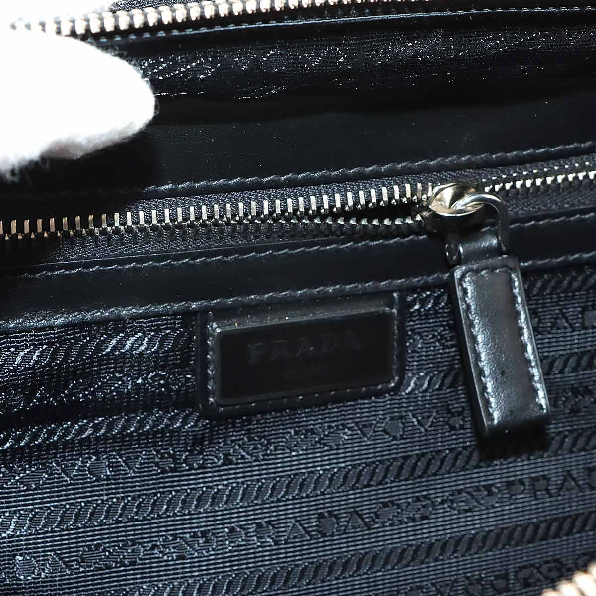 Prada Brick 2-Way Bag Saffiano Leather Tarco Nero White Black — view 8