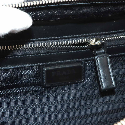 Prada Brick 2-Way Bag Saffiano Leather Tarco Nero White Black — view 8