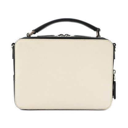 Prada Brick 2-Way Bag Saffiano Leather Tarco Nero White Black — view 3