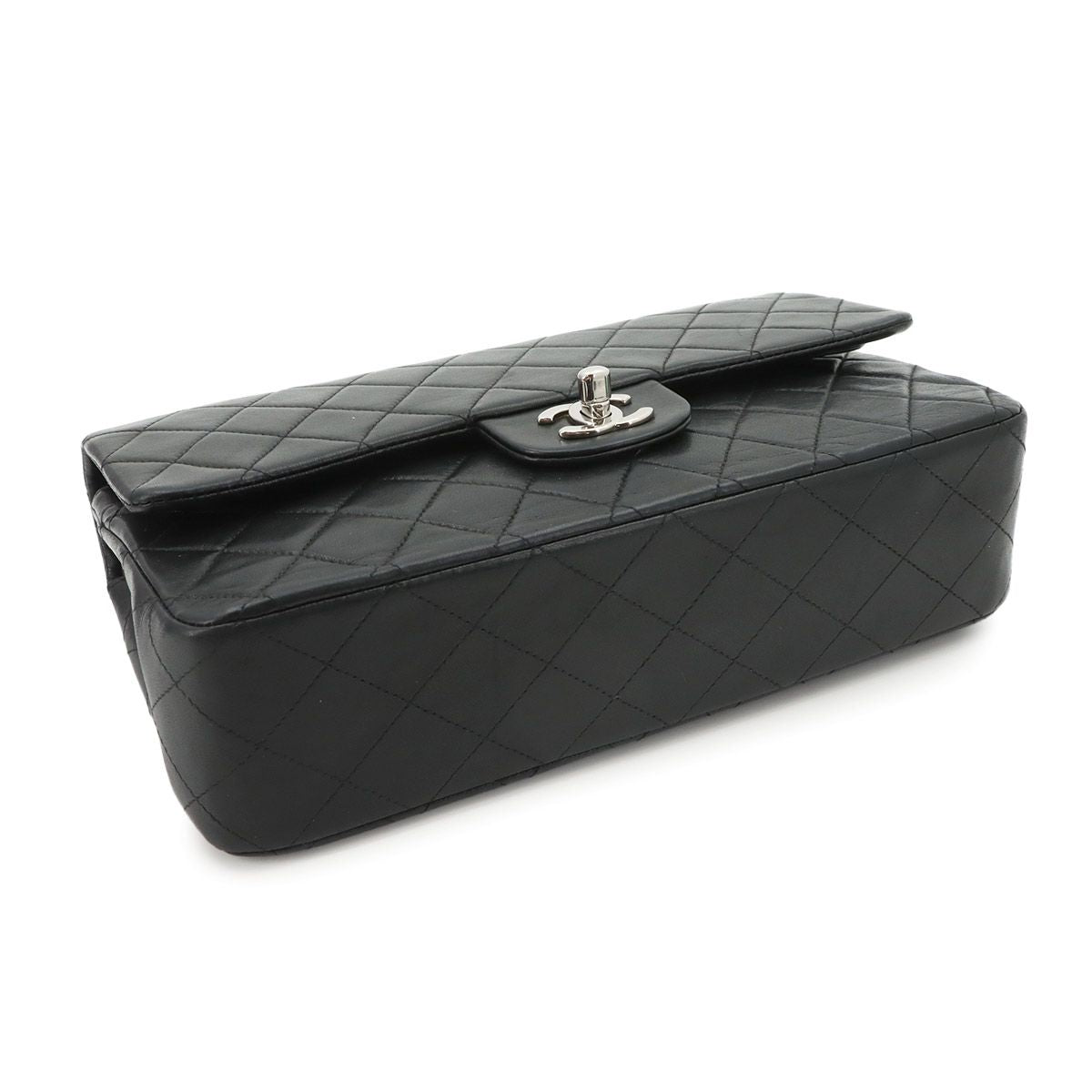 Chanel Quilted 25 Chain Shoulder Bag Lambskin Black Silver — view 5