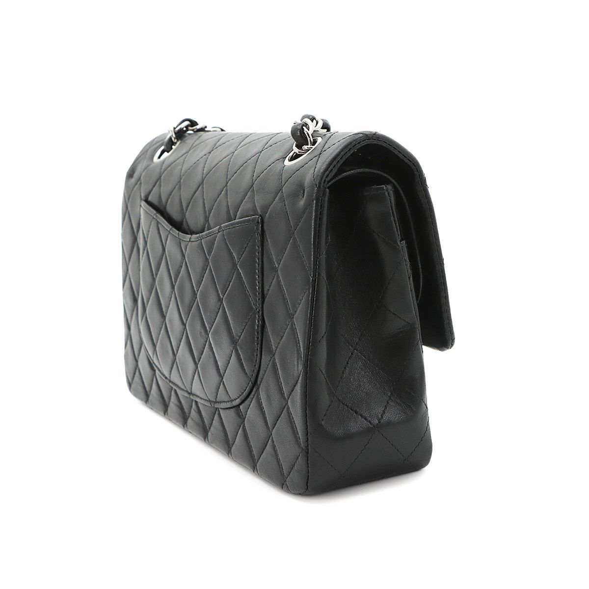 Chanel Quilted 25 Chain Shoulder Bag Lambskin Black Silver — view 4