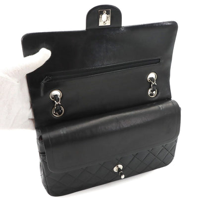 Chanel Quilted 25 Chain Shoulder Bag Lambskin Black Silver — view 7