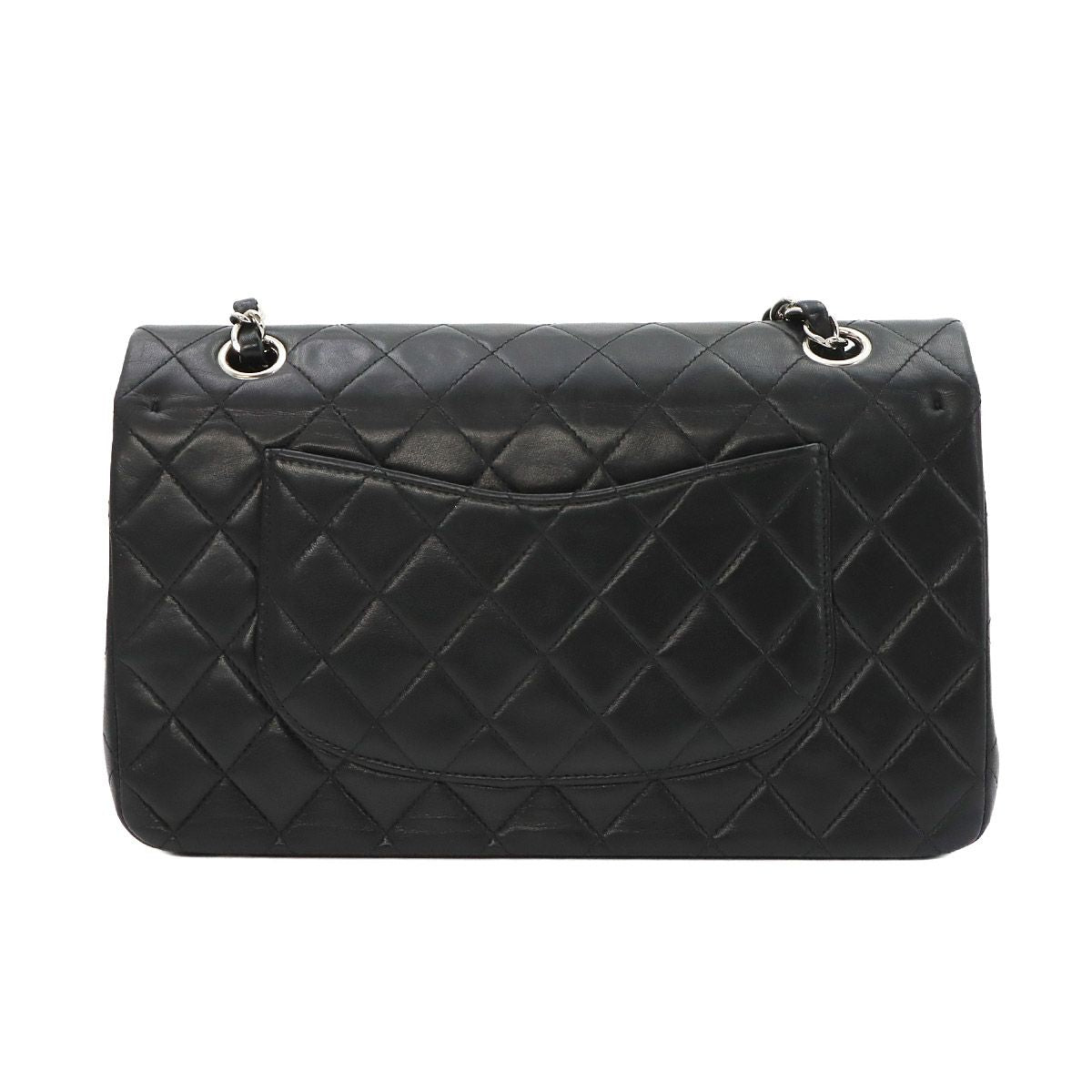 Chanel Quilted 25 Chain Shoulder Bag Lambskin Black Silver — view 3
