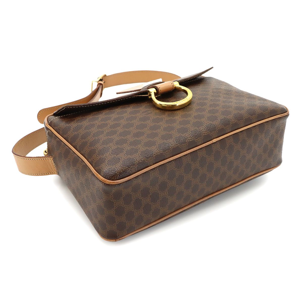 Celine Macadam Shoulder Bag Leather Brown Gold Vintage — view 4