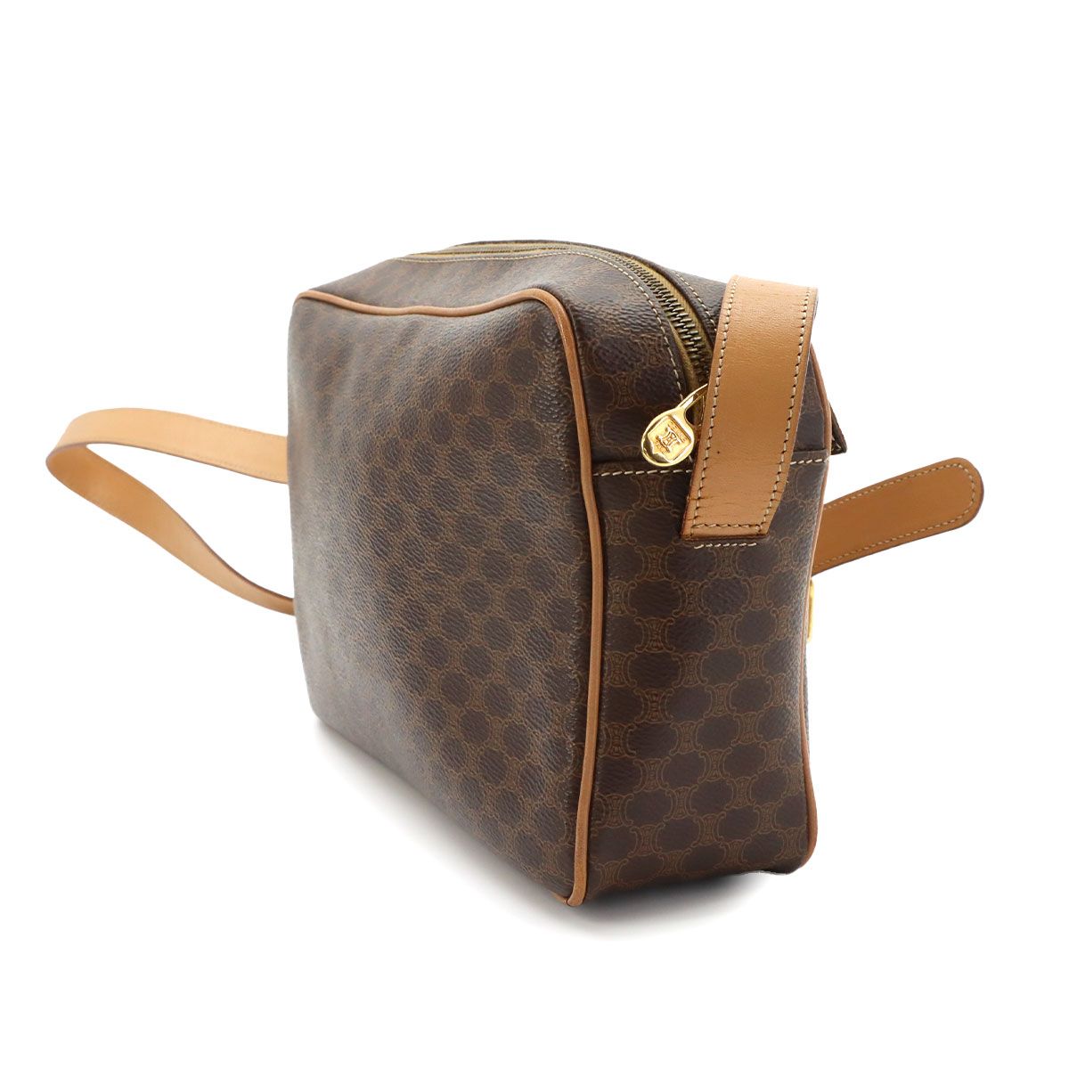 Celine Macadam Shoulder Bag Leather Brown Gold Vintage — view 3