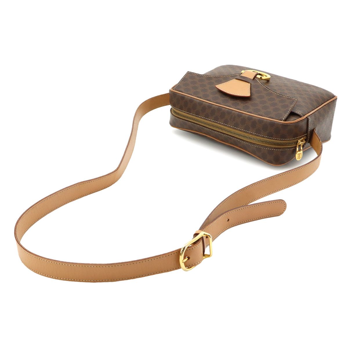 Celine Macadam Shoulder Bag Leather Brown Gold Vintage — view 5