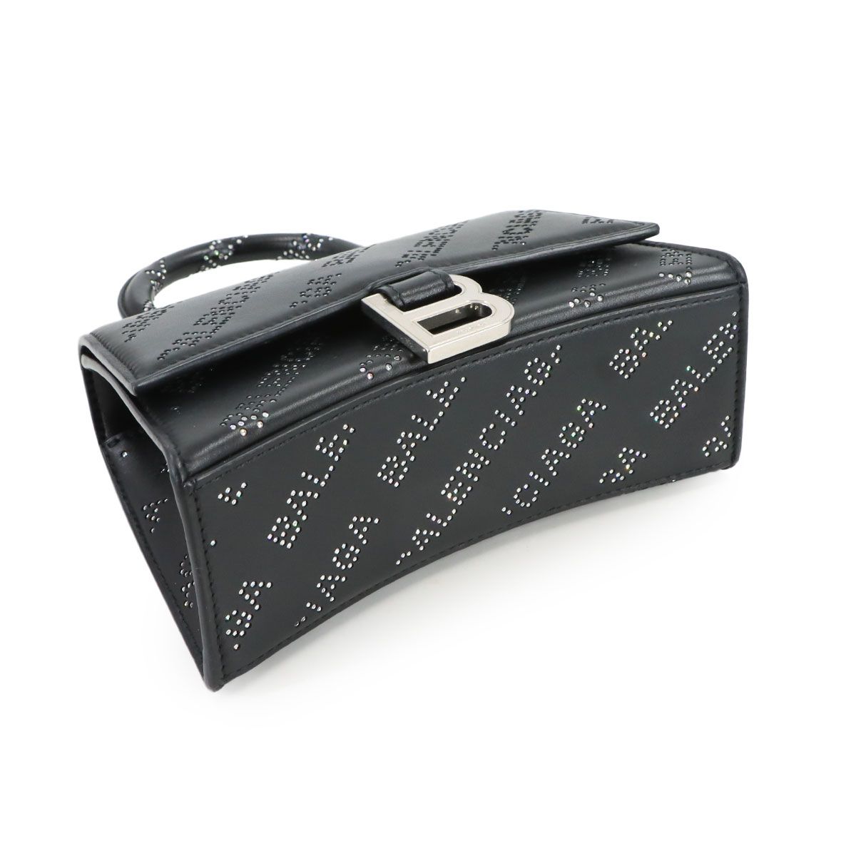 Balenciaga Hourglass XS 2-Way Bag Leather Rhinestone Black — view 4