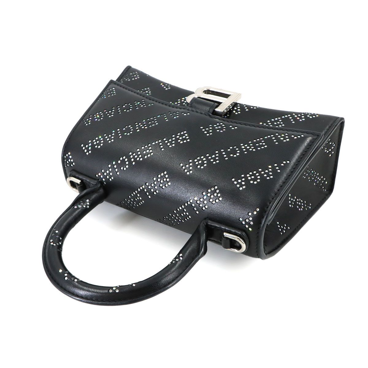 Balenciaga Hourglass XS 2-Way Bag Leather Rhinestone Black — view 5