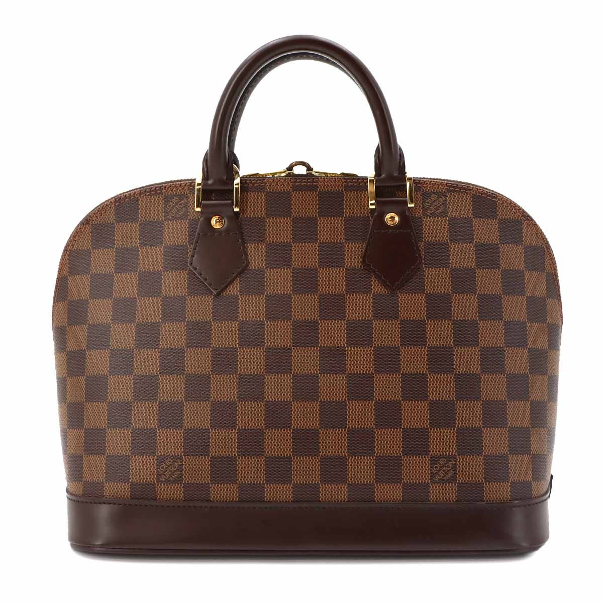 Louis Vuitton Damier Alma PM Hand Bag Ebene Brown Gold — view 3