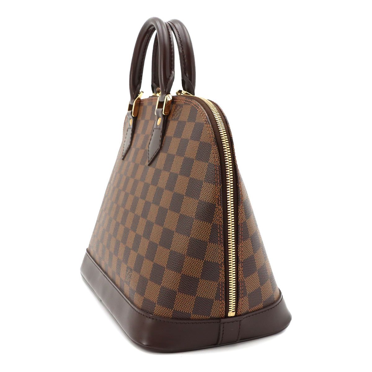 Louis Vuitton Damier Alma PM Hand Bag Ebene Brown Gold — view 4