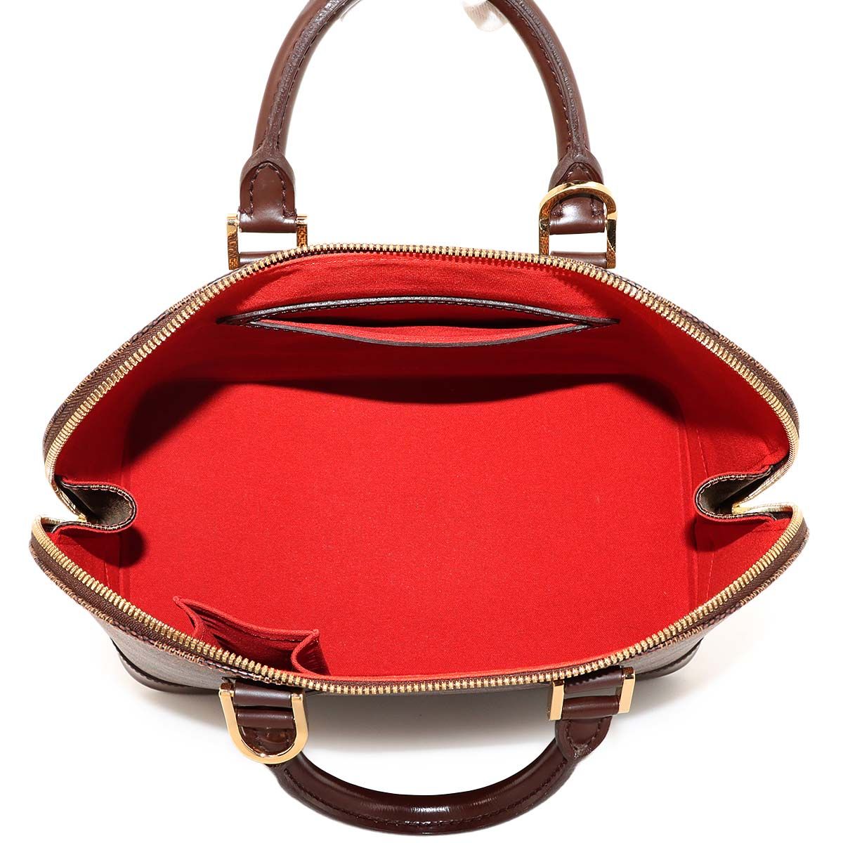 Louis Vuitton Damier Alma PM Hand Bag Ebene Brown Gold — view 7